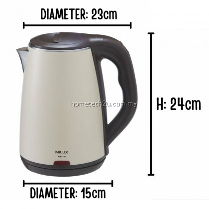 Milux 1.8L Jug Kettle Double Wall Stainless Steel Lid and Inner Pot MJK-180