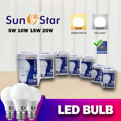 [SIRIM] SunStar LED Bulb E27 B22 5W 10W 15W 20W Energy Saving Super Bright Light Bulb Lampu Mentol 3000K 6500K Lamp Bulb