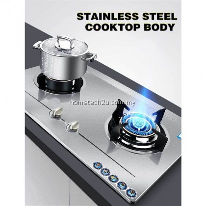 Smart Stainless Steel Built-in Hob Gas Stove Dapur Tanam 4.5KW 130mm Burner HSH-98 MGH-S633M HB802S2