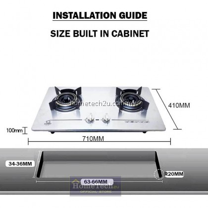 Smart Stainless Steel Built-in Hob Gas Stove Dapur Tanam 4.5KW 130mm Burner HSH-98 MGH-S633M HB802S2