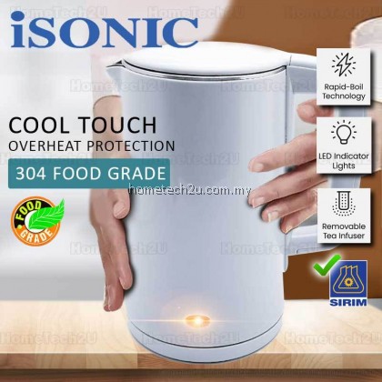 iSONIC Stainless Steel Electric Kettle 1.7L Cool Touch Double Wall Dry Protection IJK-C2018