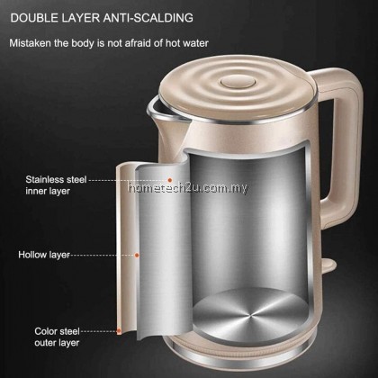 iSONIC Stainless Steel Electric Kettle 1.7L Cool Touch Double Wall Dry Protection IJK-C2018