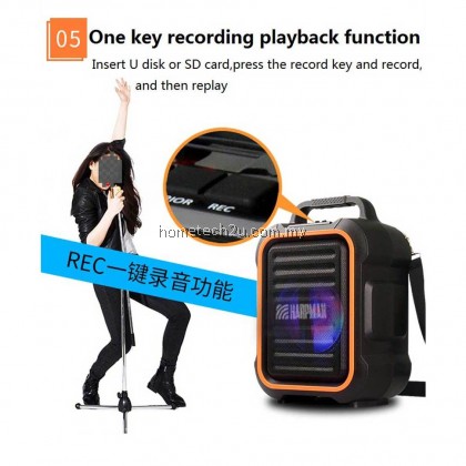 HARPMAN Portable Speaker 6.5 inch wireless 15W Speaker Box PA System With Handheld Wireless Mic Bluetooth USB HARPMAN Portable Speaker 6.5 inch wireless 15W Speaker Box PA System With Handheld Wireless Mic Bluetooth USB