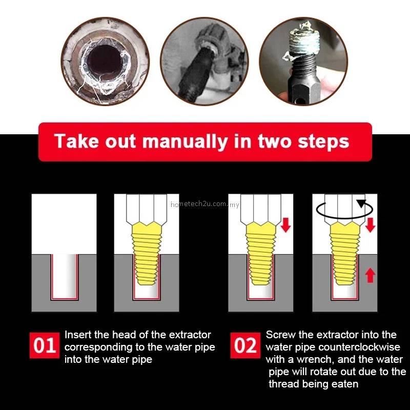 Broken Faucet Valve Screw Extractor Set Pipe Remover Tools Damaged Wire ...
