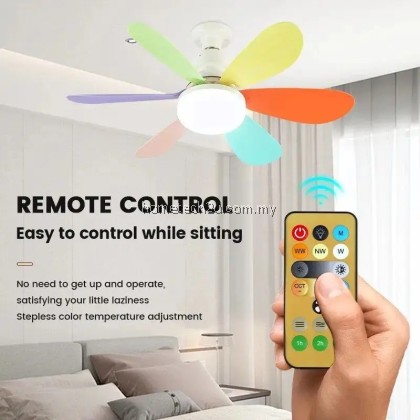 Ceiling Fans With Remote Control and 40W Light LED Lamp Fan E27 Converter Base Smart Silent Ceiling Fans For Bedroom Ceiling Fans With Remote Control and 40W Light LED Lamp Fan E27 Converter Base Smart Silent Ceiling Fans For Bedroom