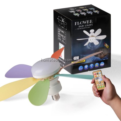 Ceiling Fans With Remote Control and 40W Light LED Lamp Fan E27 Converter Base Smart Silent Ceiling Fans For Bedroom Ceiling Fans With Remote Control and 40W Light LED Lamp Fan E27 Converter Base Smart Silent Ceiling Fans For Bedroom