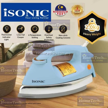 Isonic Electric Dry Iron - Sky Blue IDI-HV20 (2.0KG HEAVY WEIGHT) Vintage Design Similar to NI-25AWT Isonic Electric Dry Iron - Sky Blue IDI-HV20 (2.0KG HEAVY WEIGHT) Vintage Design Similar to NI-25AWT