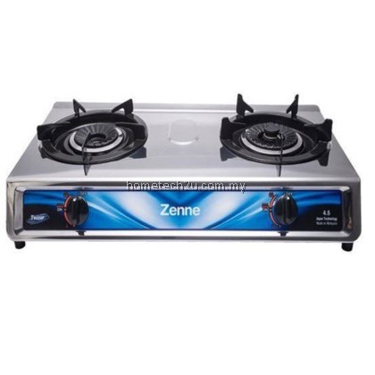 Zenne KGS301C Double Burner Stainless Steel Gas Cooker Stove - Twister Flame, LPG Dapur Masak