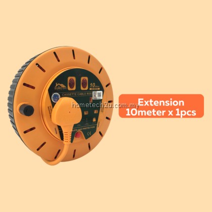 Eurosafe Cassette Extension Reel 5m/10m, Full Copper, 13A 240V, Overload Protection, Durable, Easy Wind, Impact-Resistan Eurosafe Cassette Extension Reel 5m/10m, Full Copper, 13A 240V, Overload Protection, Durable, Easy Wind, Impact-Resistan