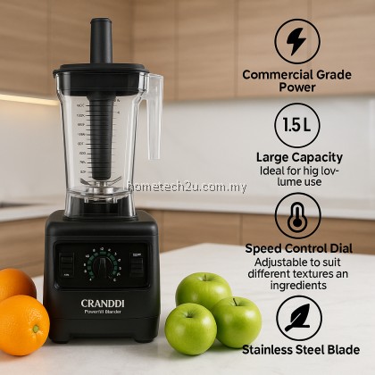 CRANDDI Commercial Heavy Duty Blender 9133 | 1200W 1.5L | 32,000RPM | Speed Control + Pulse | Stainless Steel Blade CRANDDI Commercial Heavy Duty Blender 9133 | 1200W 1.5L | 32,000RPM | Speed Control + Pulse | Stainless Steel Blade