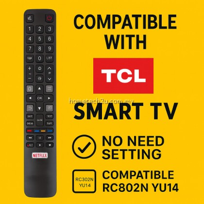 Replacement TCL Smart TV Remote Control RC802N YU14 YAI3 YUI2 YUI1 YU11 | Works with Netflix Button | No Setup Needed Replacement TCL Smart TV Remote Control RC802N YU14 YAI3 YUI2 YUI1 YU11 | Works with Netflix Button | No Setup Needed