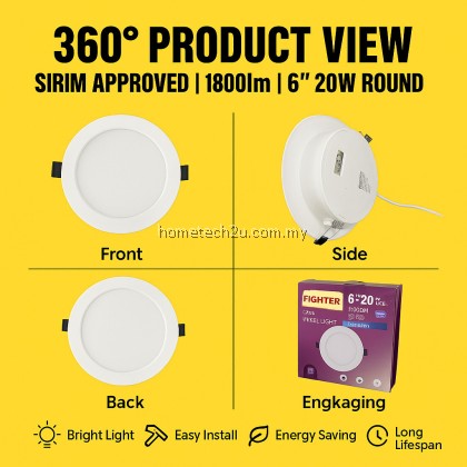 FIGHTER LED DOWNLIGHT LAMPU CEILING 4”12W | 6” 20WATT (6500K) LAMPU LED DOWN LIGHT ROUND SQUARE FIGHTER LED DOWNLIGHT LAMPU CEILING 4”12W | 6” 20WATT (6500K) LAMPU LED DOWN LIGHT ROUND SQUARE