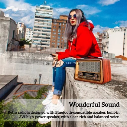 Retro Wooden Radio Bluetooth Speaker – Portable AM/FM/SW Radio, USB/TF/AUX Input, Classic Style Stereo Sound Retro Wooden Radio Bluetooth Speaker – Portable AM/FM/SW Radio, USB/TF/AUX Input, Classic Style Stereo Sound