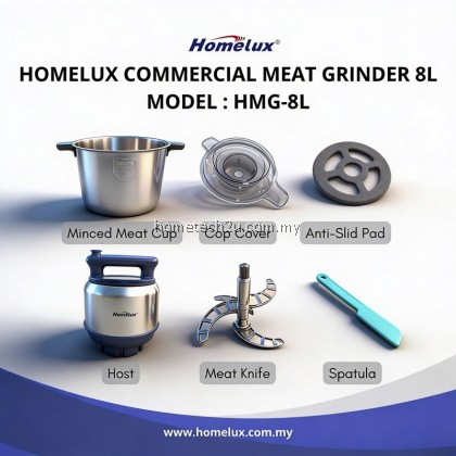 Homelux Commercial Food Chopper & Meat Grinder HMG-6L / 8L / 12L | Stainless Steel | 1200W–1800W