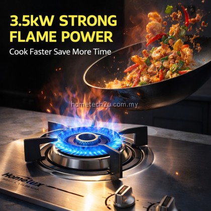 HOMELUX Built-In Stainless Steel Gas Hob 2 Burner Powerful 3.5kW+3.5kW Brass Burner Dapur Gas Tanam Heavy Duty Cooker