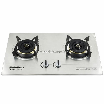 HOMELUX Built-In Stainless Steel Gas Hob 2 Burner Powerful 3.5kW+3.5kW Brass Burner Dapur Gas Tanam Heavy Duty Cooker