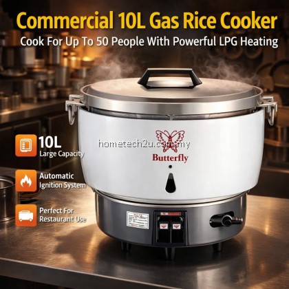 Butterfly Commercial Gas Rice Cooker 10L Heavy Duty LPG Rice Cooker For Restaurant Catering Kantin 50 Pax Butterfly Commercial Gas Rice Cooker 10L Heavy Duty LPG Rice Cooker For Restaurant Catering Kantin 50 Pax