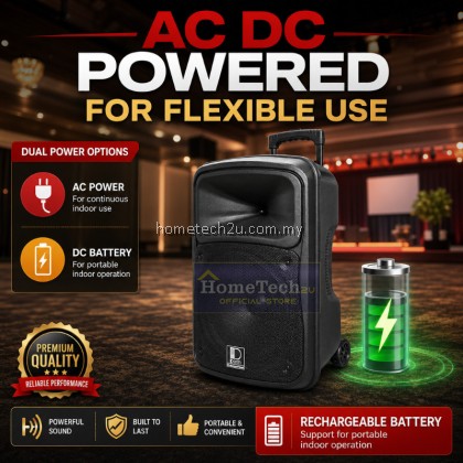 DENN Portable PA System 15 Inch Bluetooth Speaker with 2 UHF Wireless Handheld Mic portable sound system DENN Portable PA System 15 Inch Bluetooth Speaker with 2 UHF Wireless Handheld Mic portable sound system