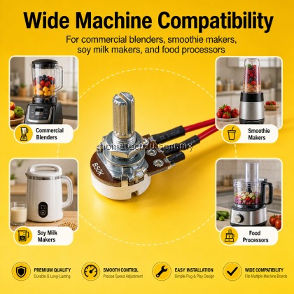 Commercial Blender Speed Control Switch Potentiometer | Variable Resistor B1M / 20K / 2M / 50K / 500K | With Wire & Pin Commercial Blender Speed Control Switch Potentiometer | Variable Resistor B1M / 20K / 2M / 50K / 500K | With Wire & Pin