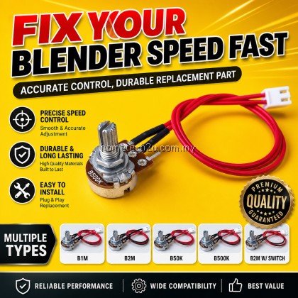 Commercial Blender Speed Control Switch Potentiometer | Variable Resistor B1M / 20K / 2M / 50K / 500K | With Wire & Pin Commercial Blender Speed Control Switch Potentiometer | Variable Resistor B1M / 20K / 2M / 50K / 500K | With Wire & Pin