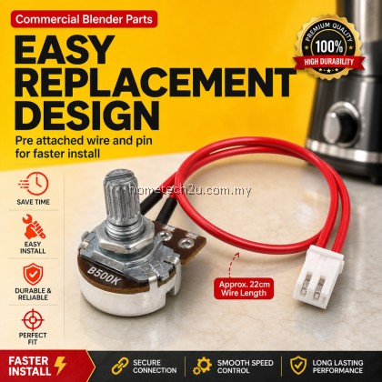Commercial Blender Speed Control Switch Potentiometer | Variable Resistor B1M / 20K / 2M / 50K / 500K | With Wire & Pin Commercial Blender Speed Control Switch Potentiometer | Variable Resistor B1M / 20K / 2M / 50K / 500K | With Wire & Pin