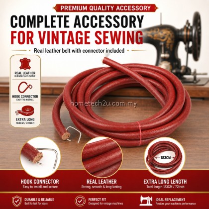 Leather Treadle Belt 183cm 72in Mesin Jahit Kaki Lama Dengan Hook Untuk Singer Flyingman Butterfly Sewing Machine Leather Treadle Belt 183cm 72in Mesin Jahit Kaki Lama Dengan Hook Untuk Singer Flyingman Butterfly Sewing Machine