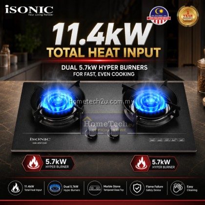 iSONIC Marble Stone Built-In Gas Hob | 2 Burner 5.7kW Hyper Flame | Tempered Glass | LPG Cooker Hob iSONIC Marble Stone Built-In Gas Hob | 2 Burner 5.7kW Hyper Flame | Tempered Glass | LPG Cooker Hob
