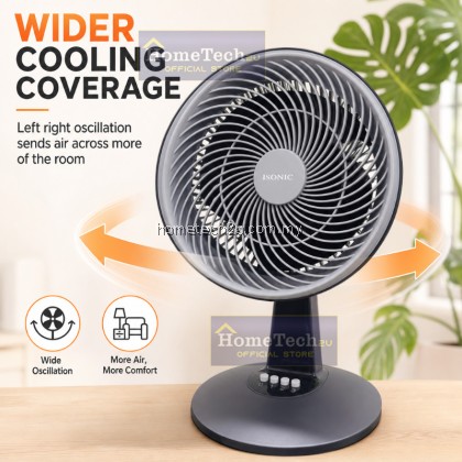 iSONIC 12 Inch Turbo Table Fan 106W Black 5 Blades 3 Speed Oscillation Adjustable Tilt Low Noise Powerful Air iSONIC 12 Inch Turbo Table Fan 106W Black 5 Blades 3 Speed Oscillation Adjustable Tilt Low Noise Powerful Air
