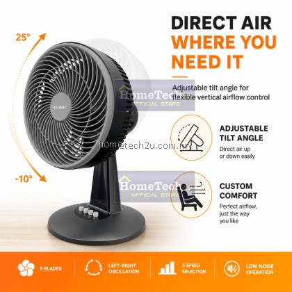 iSONIC 12 Inch Turbo Table Fan 106W Black 5 Blades 3 Speed Oscillation Adjustable Tilt Low Noise Powerful Air iSONIC 12 Inch Turbo Table Fan 106W Black 5 Blades 3 Speed Oscillation Adjustable Tilt Low Noise Powerful Air