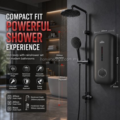 DEKA MIIZU 90 DC Pump Electric Instant Water Heater Rain Shower Hand Shower 4.5kW SIRIM Magnesium Black DEKA MIIZU 90 DC Pump Electric Instant Water Heater Rain Shower Hand Shower 4.5kW SIRIM Magnesium Black