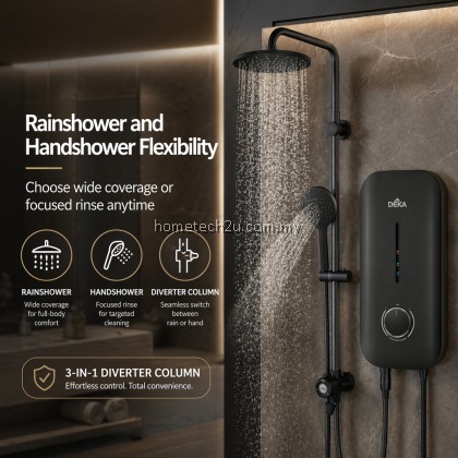 DEKA MIIZU 90 DC Pump Electric Instant Water Heater Rain Shower Hand Shower 4.5kW SIRIM Magnesium Black DEKA MIIZU 90 DC Pump Electric Instant Water Heater Rain Shower Hand Shower 4.5kW SIRIM Magnesium Black
