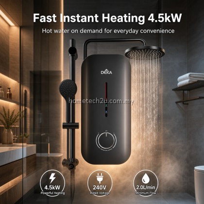 DEKA MIIZU 90 DC Pump Electric Instant Water Heater Rain Shower Hand Shower 4.5kW SIRIM Magnesium Black DEKA MIIZU 90 DC Pump Electric Instant Water Heater Rain Shower Hand Shower 4.5kW SIRIM Magnesium Black