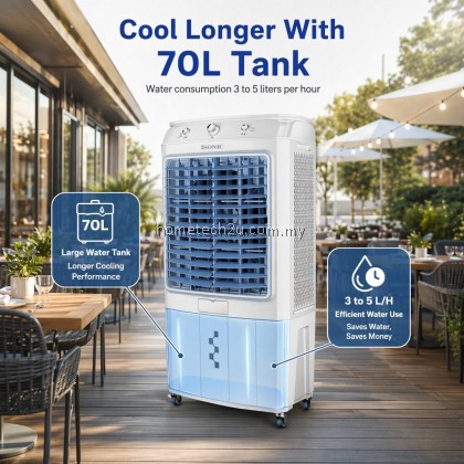 ISONIC Air Cooler 70L 350W Portable Evaporative Cooler 8600m3/h 3 Speed Wide Angle Air Cooler Warranty ISONIC Air Cooler 70L 350W Portable Evaporative Cooler 8600m3/h 3 Speed Wide Angle Air Cooler Warranty
