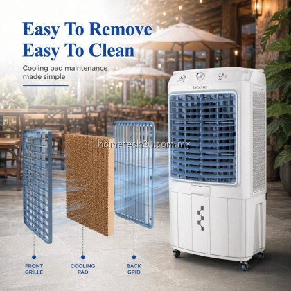 ISONIC Air Cooler 70L 350W Portable Evaporative Cooler 8600m3/h 3 Speed Wide Angle Air Cooler Warranty ISONIC Air Cooler 70L 350W Portable Evaporative Cooler 8600m3/h 3 Speed Wide Angle Air Cooler Warranty