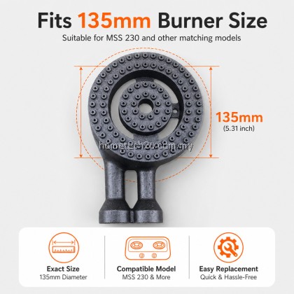 MILUX Replacement Gas Burner Stove Burner Head 135mm Cast Iron Spare Part for MSS-230 Durable Cooker Burner MILUX Replacement Gas Burner Stove Burner Head 135mm Cast Iron Spare Part for MSS-230 Durable Cooker Burner