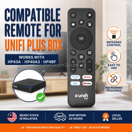 Unifi Plus Box Compatible Remote Control for HP43A HP40A3 HP4BF MyUnifi TM TV Infrared Replacement Remote Unifi Plus Box Compatible Remote Control for HP43A HP40A3 HP4BF MyUnifi TM TV Infrared Replacement Remote