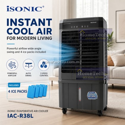 iSONIC Evaporative Air Cooler 38L IAC-R38L 120W Touch Panel Remote 5000m³/h Air Flow Auto Swing Cooler iSONIC Evaporative Air Cooler 38L IAC-R38L 120W Touch Panel Remote 5000m³/h Air Flow Auto Swing Cooler