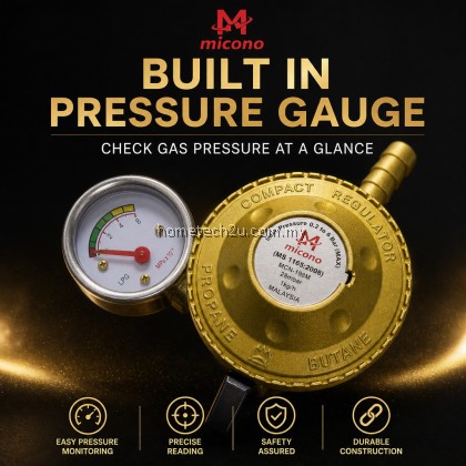 Micono Low Pressure Gas Regulator Meter Gauge SIRIM Approved LPG Propane Butane 28mbar Zinc Alloy Malaysia Micono Low Pressure Gas Regulator Meter Gauge SIRIM Approved LPG Propane Butane 28mbar Zinc Alloy Malaysia