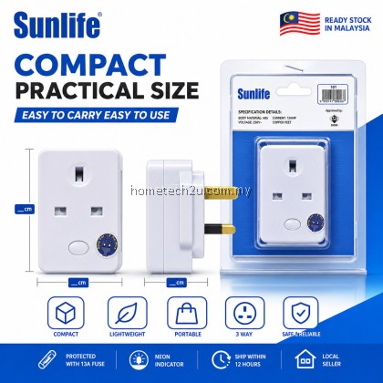 Sunlife 13A 3 Way Adapter with Safety Shutter 3 Pin Extension Plug, 250V 3250W SIRIM ST Approved Malaysia Adaptor Sunlife 13A 3 Way Adapter with Safety Shutter 3 Pin Extension Plug, 250V 3250W SIRIM ST Approved Malaysia Adaptor