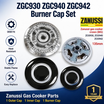 Zanussi Gas Oven Cooker Burner Ring Cap Crown ZGC930 ZGC940 ZGC942 OEM Replacement Spare Parts Set Stove Accessories