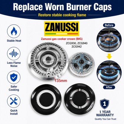Zanussi Gas Oven Cooker Burner Ring Cap Crown ZGC930 ZGC940 ZGC942 OEM Replacement Spare Parts Set Stove Accessories