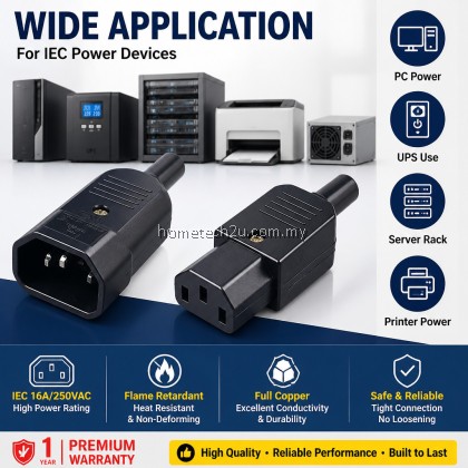 C13 Female C14 Male IEC 320 3 Pin Rewirable AC Power Cord Connector 16A 250V Straight Black Socket Plug DIY Cable C13 Female C14 Male IEC 320 3 Pin Rewirable AC Power Cord Connector 16A 250V Straight Black Socket Plug DIY Cable