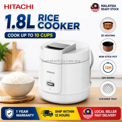 Hitachi 1.8L 10 Cups Rice Cooker RZ-S18MN W Non Stick Inner Pot Periuk Nasi Elektrik With Steamer Tray SIRIM White