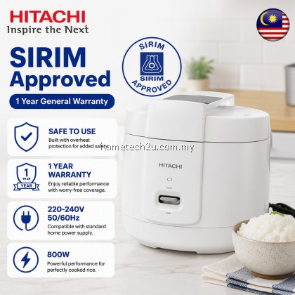 Hitachi 1.8L 10 Cups Rice Cooker RZ-S18MN W Non Stick Inner Pot Periuk Nasi Elektrik With Steamer Tray SIRIM White