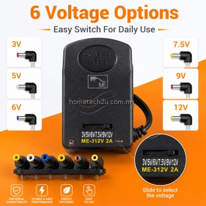 ME 2A Universal AC DC Power Adapter 3V 5V 6V 7.5V 9V 12V Multi Voltage Charger with 6 Tips for Router LED Speaker ME 2A Universal AC DC Power Adapter 3V 5V 6V 7.5V 9V 12V Multi Voltage Charger with 6 Tips for Router LED Speaker