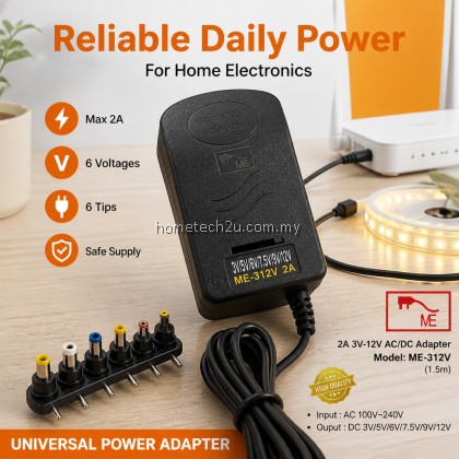 ME 2A Universal AC DC Power Adapter 3V 5V 6V 7.5V 9V 12V Multi Voltage Charger with 6 Tips for Router LED Speaker ME 2A Universal AC DC Power Adapter 3V 5V 6V 7.5V 9V 12V Multi Voltage Charger with 6 Tips for Router LED Speaker