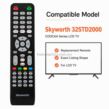 Replacement Remote Control for Skyworth COOCAA LCD TV 32STD2000 No Setup Ready to Use Spare Controller for Skyworth TV