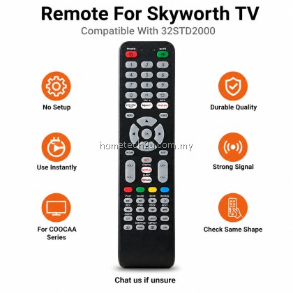 Replacement Remote Control for Skyworth COOCAA LCD TV 32STD2000 No Setup Ready to Use Spare Controller for Skyworth TV