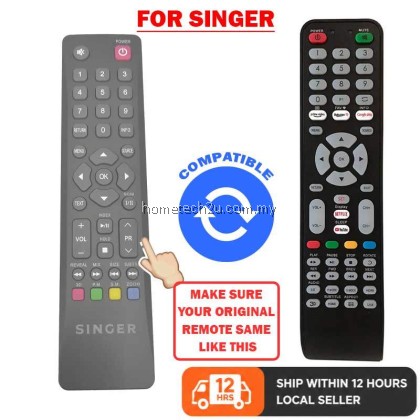 Replacement Remote Control for SINGER LCD LED TV, No Setup Required Ready to Use, Compatible Spare TV Controller Unit