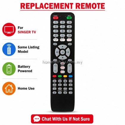 Replacement Remote Control for SINGER LCD LED TV, No Setup Required Ready to Use, Compatible Spare TV Controller Unit